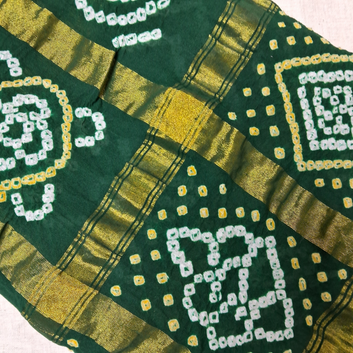 GREEN -  COTTON GHARCHOLA BANDHANI BLOUSE PIECE