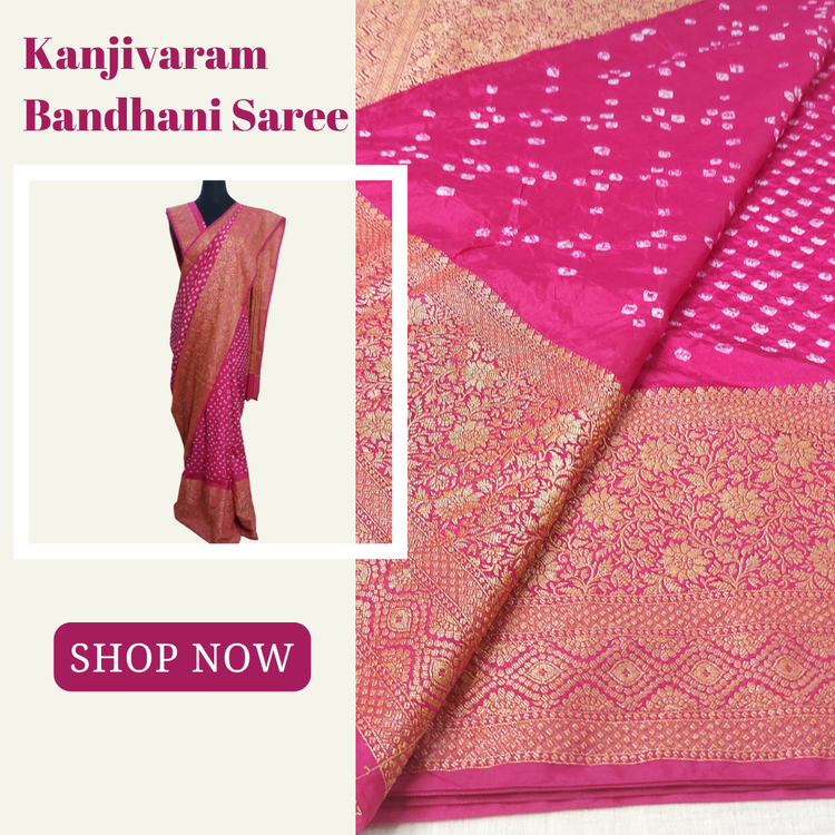 kanjivaram bandhani saree