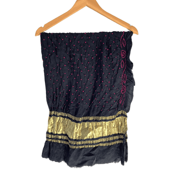 BLACK PINK - GAJJI SILK BANDHANI BLOUSE PIECE – Handmade Bandhani Saree in Gajji/Modal Silk | Aj Designs