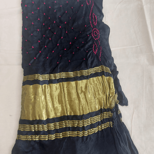 BLACK PINK - GAJJI SILK BANDHANI BLOUSE PIECE – Handmade Bandhani Saree in Gajji/Modal Silk | Aj Designs
