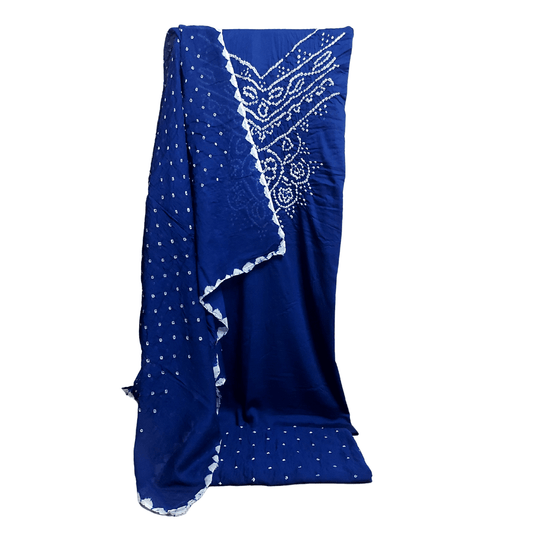 Blue - Bandhani Dress Material – Handmade Bandhani Saree in Gajji/Modal Silk | Aj Designs