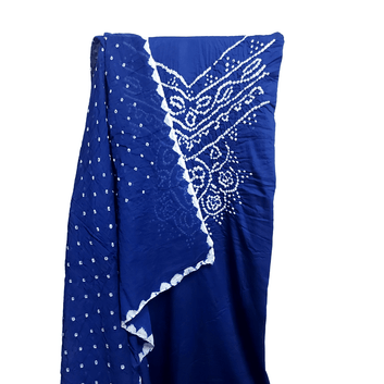 Blue - Bandhani Dress Material – Handmade Bandhani Saree in Gajji/Modal Silk | Aj Designs