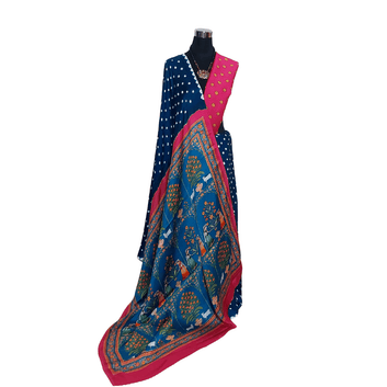 BLUE PICHWAI BANDHANI SAREE – Handmade Bandhani Saree in Gajji/Modal Silk | Aj Designs
