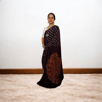 Coca Cola - Shibori Bandhani Saree – Handmade Bandhani Saree in Gajji/Modal Silk | Aj Designs