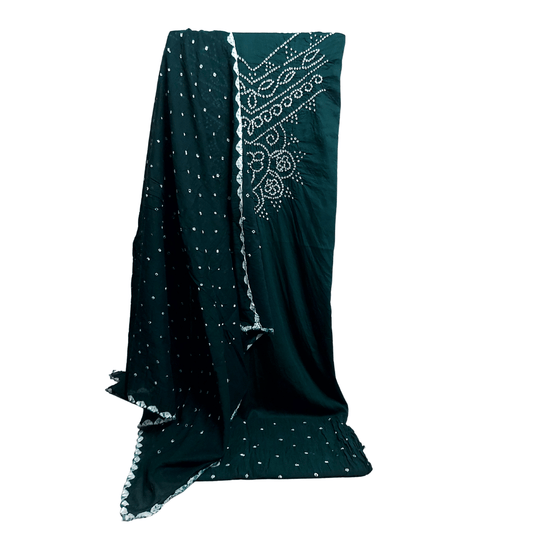 Green - Bandhani Dress Material – Handmade Bandhani Saree in Gajji/Modal Silk | Aj Designs