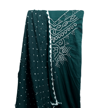 Green - Bandhani Dress Material – Handmade Bandhani Saree in Gajji/Modal Silk | Aj Designs