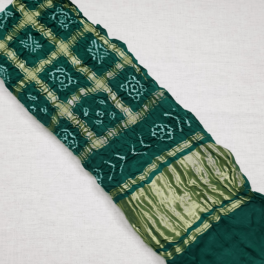 GREEN - GAJJI SILK GHARCHOLA BANDHANI BLOUSE PIECE – Handmade Bandhani Saree in Gajji/Modal Silk | Aj Designs
