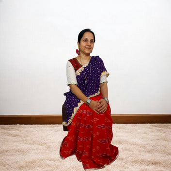 IkBandh - RED PURPLE IKKAT BANDHANI SAREE – Handmade Bandhani Saree in Gajji/Modal Silk | Aj Designs