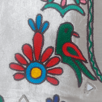 Mashru Mirror Work Blouse Piece - Silver Shine – Handmade Bandhani Saree in Gajji/Modal Silk | Aj Designs