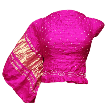 PINK - GAJJI SILK BANDHANI BLOUSE PIECE – Handmade Bandhani Saree in Gajji/Modal Silk | Aj Designs