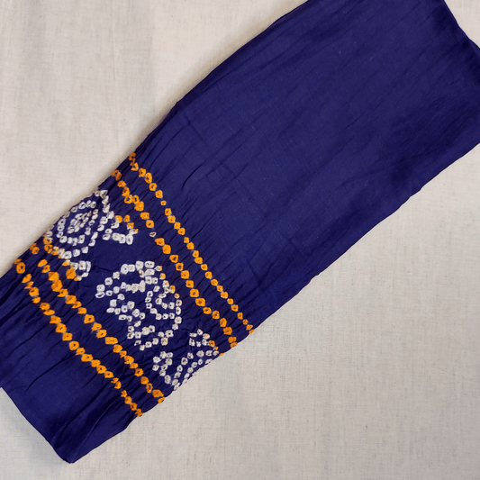 PURPLE - COTTON SATIN BANDHANI BORDER BLOUSE PIECE – Handmade Bandhani Saree in Gajji/Modal Silk | Aj Designs
