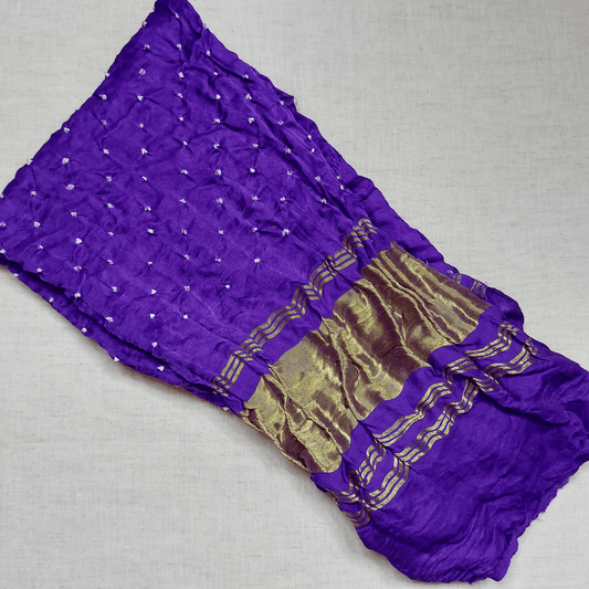PURPLE - GAJJI SILK BANDHANI BLOUSE PIECE – Handmade Bandhani Saree in Gajji/Modal Silk | Aj Designs