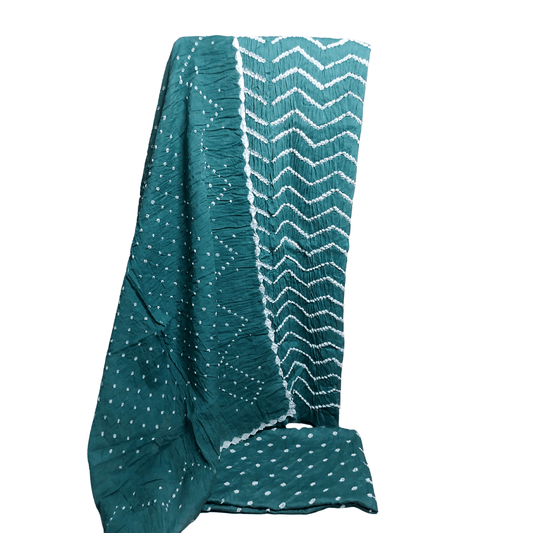 Rangbari Leheriya - Pista Bandhani Dress Material – Handmade Bandhani Saree in Gajji/Modal Silk | Aj Designs