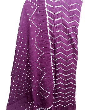Rangbari Leheriya - Purple Bandhani Dress Material – Handmade Bandhani Saree in Gajji/Modal Silk | Aj Designs