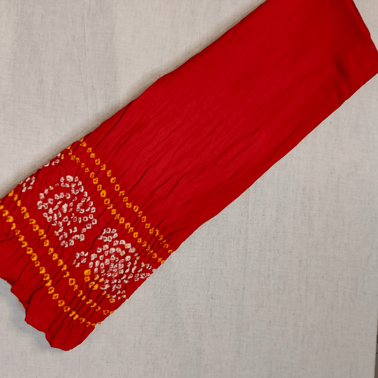 RED - COTTON SATIN BANDHANI BORDER BLOUSE PIECE – Handmade Bandhani Saree in Gajji/Modal Silk | Aj Designs