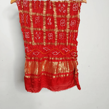 RED - GAJJI SILK GHARCHOLA BANDHANI BLOUSE PIECE – Handmade Bandhani Saree in Gajji/Modal Silk | Aj Designs