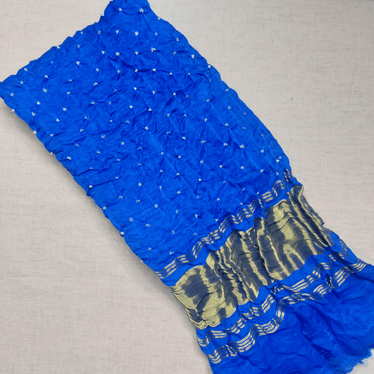 ROYAL BLUE - GAJJI SILK BANDHANI BLOUSE PIECE – Handmade Bandhani Saree in Gajji/Modal Silk | Aj Designs