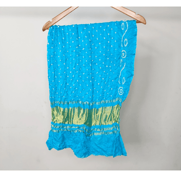 SKY BLUE - GAJJI SILK BANDHANI BLOUSE PIECE – Handmade Bandhani Saree in Gajji/Modal Silk | Aj Designs