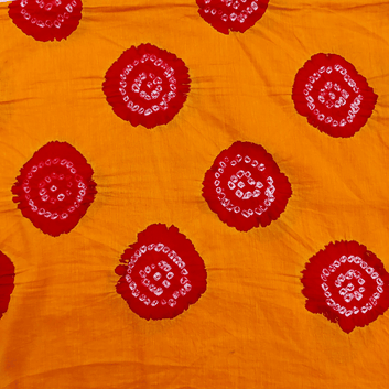 YELLOW RED - COTTON SATIN BANDHANI BLOUSE PIECE – Handmade Bandhani Saree in Gajji/Modal Silk | Aj Designs