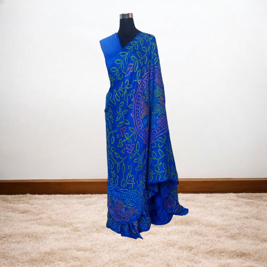 Bandhani Exclusive - Blue Rasmandal Saree