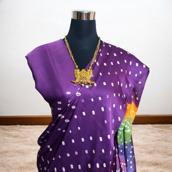 Rangvati - Purple Modal Bandhani Saree with Multi Colour Pallu