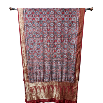 Sahaj 05 - Dola Ajrakh Block Print Saree
