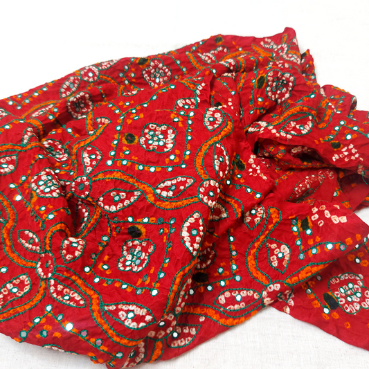 RED - HANDWORK BANDHANI BLOUSE PIECE