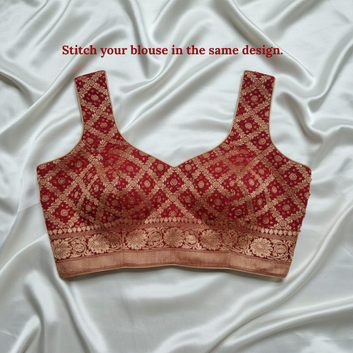 RED -  BANARASI GEORGETTE BANDHANI BLOUSE PIECE