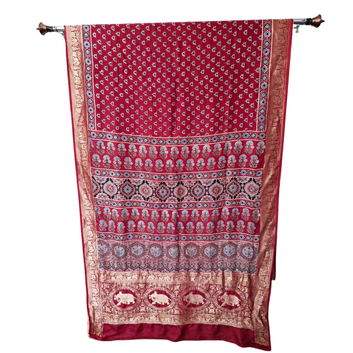 Sahaj 06 - Dola Ajrakh Block Print Saree