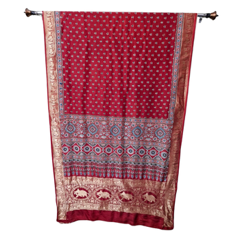 Sahaj 07 - Dola Ajrakh Block Print Saree