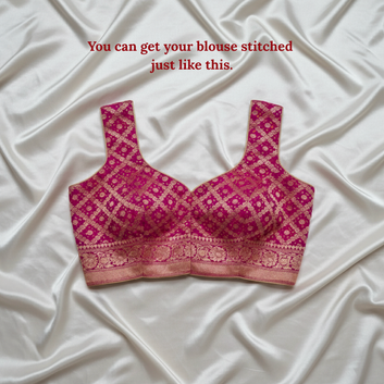 PINK -  BANARASI GEORGETTE BANDHANI BLOUSE PIECE