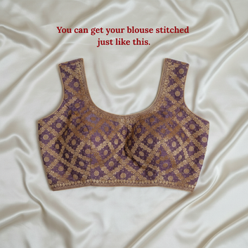 WINE -  BANARASI GEORGETTE BANDHANI BLOUSE PIECE