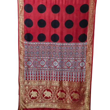 Sahaj 09 - Dola Ajrakh Block Print Saree