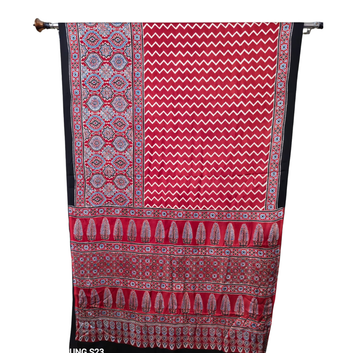 Neerja 08  - Modal Silk Hand Block Print Saree