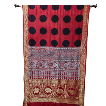 Sahaj 09 - Dola Ajrakh Block Print Saree