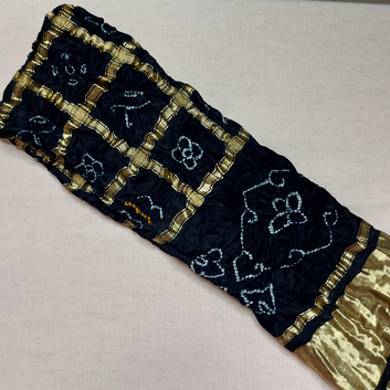 BLACK- GAJJI SILK GHARCHOLA BANDHANI BLOUSE PIECE