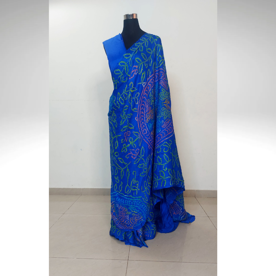 Bandhani Exclusive - Blue Rasmandal Saree