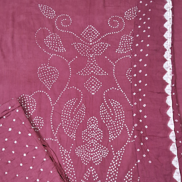 Onion Raidana Design Cotton Satin Bandhani Dress Material