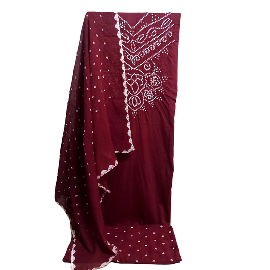 Maroon - Bandhani Dress Material