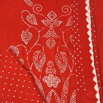 Orange  Raidana Design Cotton Satin Bandhani Dress Material