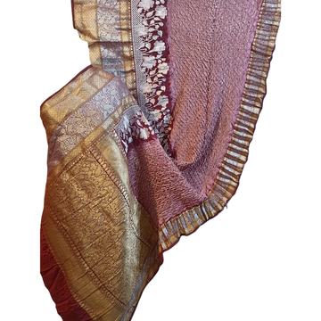Saanjh - Pure Katan Silk Kanchi Lakhnavi Bandhani Saree