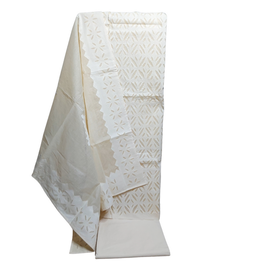 Offwhite Cotton Applique Dress Material