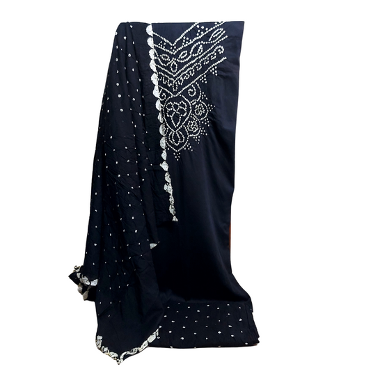 Black - Bandhani Dress Material