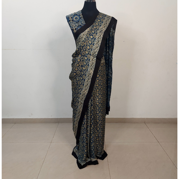 MAHIRA AJRAKH HAND BLOCK PRINTED MODAL SILK SAREE