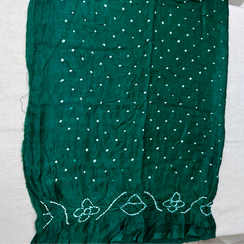 GREEN - GAJJI SILK BANDHANI BLOUSE PIECE WITHOUT GOLDEN BORDER