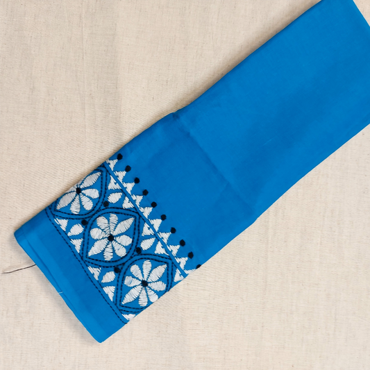 SKY BLUE - COTTON KATHA HANDWORK BLOUSE PIECE