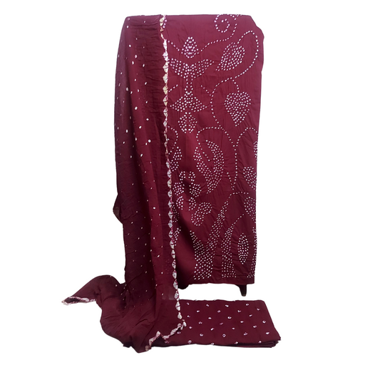 Maroon - Raidana Bandhani Dress Material