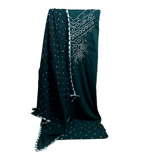 Green - Bandhani Dress Material