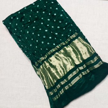 GREEN - GAJJI SILK BANDHANI BLOUSE PIECE