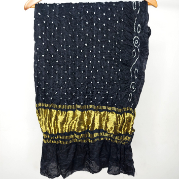 BLACK - GAJJI SILK BANDHANI BLOUSE PIECE